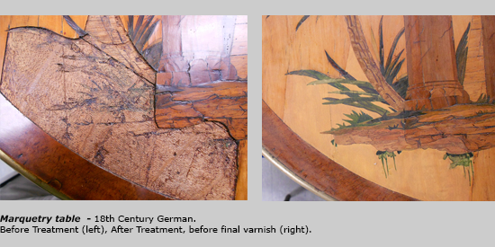 Marquetry table repair